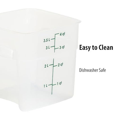 Cambro Food Storage Containers with Lids (Microwave Safe and BPA-Free) - 4 QT (Quart) Square Food Storage Container with Lid (2 Pack)