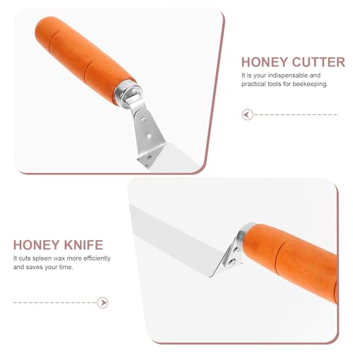 Stainless Steel Honey Scraper Tool with Wood Handle for Beekeeping, Double Flat Cut Design, Easy to Operate Hive Uncapping Tool for Efficient Beekeepers Random Color