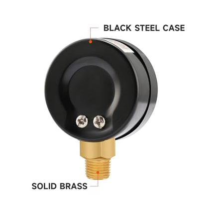 2" Pressure Gauge for CO2 Beer keg Regulator,Regulator Gauge,0-2000psi,Left Hand Thread, with 2 Additional Sealing gaskets and Hose Clamps - size: LF hand,2000psi