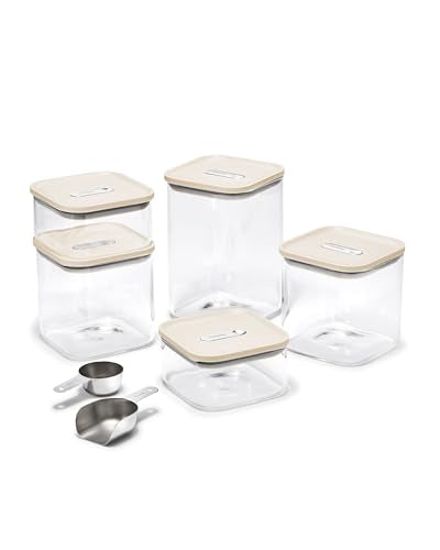 Caraway 13-Piece Glass Airtight Food Storage Containers with Lids – Non-Toxic, BPA-Free Kitchen Storage Containers – Stackable, Space-Saving Airtight Containers for Dry Goods and More - Cream - color: Cream, size: 13-Piece Set