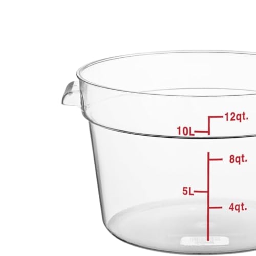 TrueCraftware- 12 Quart Clear Round Food Storage Container Polycarbonate- Commercial Reusable Food Container Canister with Measurement Markings for Meal Prep Pantry Kitchen - size: 12 Quart