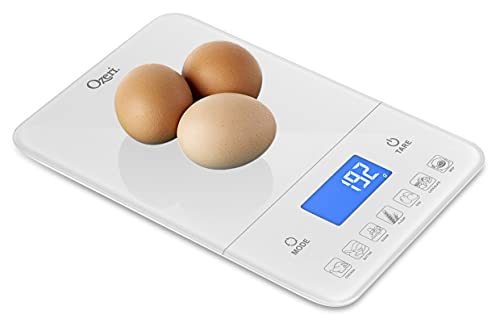 Ozeri Touch III Digital Kitchen Scale with Calorie Counter, 22 lbs (10 kg), White - color: White