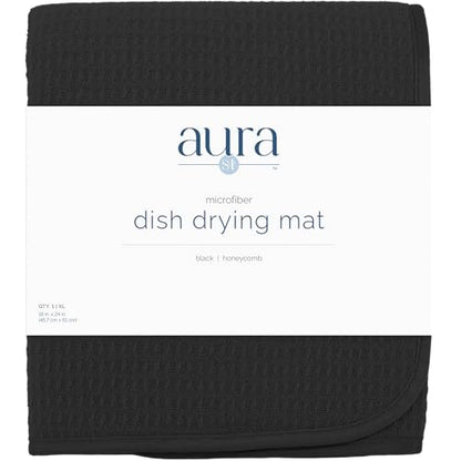 S&T INC. Dish Drying Mat XL, 18” x 24”, Absorbent Microfiber Kitchen Counter Mat, Dish Drying Pad for Dishes, Utensils, Pots and Pans, Extra Large, Black - size: 18" x 24"