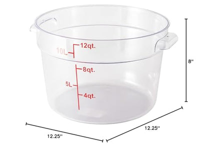 Restaurantware Met Lux 12 Quart Food Storage Containers 10 Round Commercial Storage Containers - Lids Sold Separately With Volume Markers Clear Plastic Food Prep Buckets Space-Saving Storage - size: 12 qt, style: 10 Count