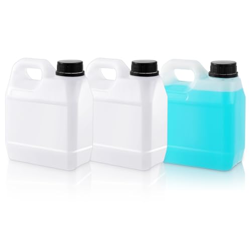 Ziliny 3 Pcs 32 oz Plastic Jug with Lids Square Empty Storage Containers HDPE Carboy Plastic Jar Containers for Water Beverage Oil Liquids (Translucent Color) - color: Translucent Color, size: 32 oz