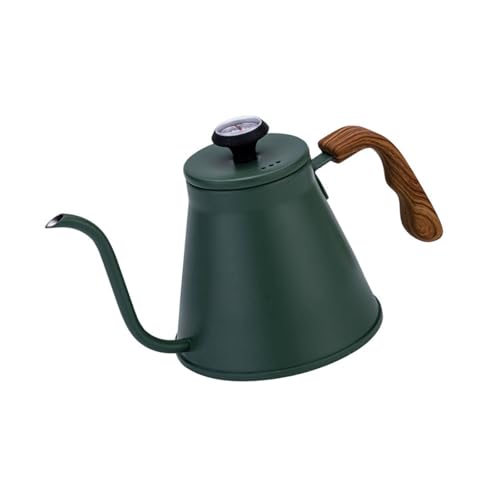 1.2L Stainless Steel Drip Coffee Kettles with Integrated Thermometers and Ergonomic Handle for Brewing Modern Design Kettles - color: Green
