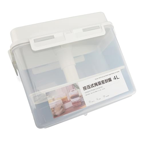 banapoy Press Plate Pickle Kimchi Container, 4L Large Capacity Airtight Clear Sauerkraut Press Container Jar, Kimchi Fermentation Jar Pickle Box for Food Storage