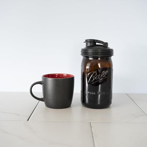 reCAP Mason Jar Pour Carry-Loop Lid, Wide Mouth, 4-Pack, Black, Leak-Proof, Made in the USA, BPA-Free