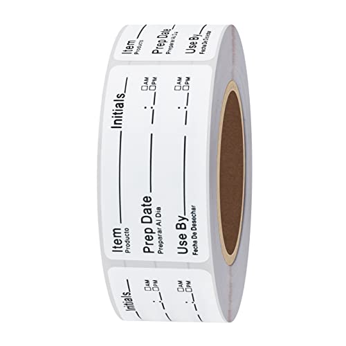 500pcs 1x2 Inch Removable Shelf Life Labels for Food Rotation Use by Food Preparation Stickers Expiration Prep Date Total 500 Labels Per Roll (Black) - color: Black