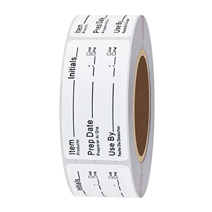 500pcs 1x2 Inch Removable Shelf Life Labels for Food Rotation Use by Food Preparation Stickers Expiration Prep Date Total 500 Labels Per Roll (Black) - color: Black
