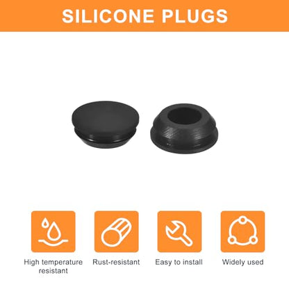 uxcell 25Pcs Silicone Plugs, Rubber Round Snap in Locking Hole Plugs for 12-13mm Hole, Hole Stoppers Waterproof Hole Plug for Metal Tube, Furniture End Caps Inserts, Black - size: 12-13mm