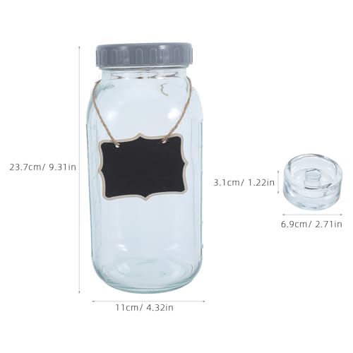Sourdough Starter Jar: Wide Mouth Fermentation Pickle Jars with Airlocks and Weights, 0.5 Gallon/64oz Glass Crock with Measurement Markings for Sauerkraut, Sourdough Starter