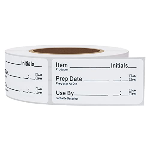 500pcs 1x2 Inch Removable Shelf Life Labels for Food Rotation Use by Food Preparation Stickers Expiration Prep Date Total 500 Labels Per Roll (Black) - color: Black