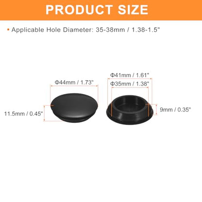 Uxcell 8pc Silicone Plugs - Rubber Round Snap-in Locking Hole Stoppers, Waterproof for Metal Tube & Furniture End Caps, 35-38mm, Black - size: 35-38mm