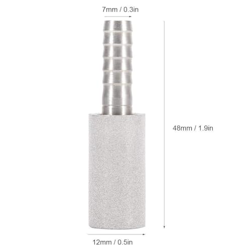 Stainless Steel Beer Carbonation Diffusion Stone, 1.9 inch Length, for Home Brewing and Aeration (0.5Micron)