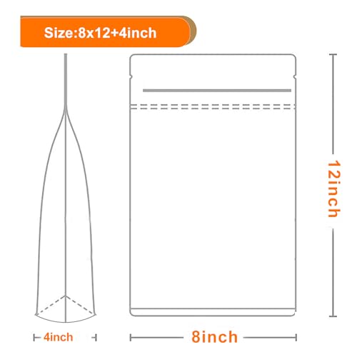 100 PCS Resealable Packaging Bags for Small Business，Kraft Bags With Window Clear Fornt Heat Seal Sealable 7.9"x11.8"Paper Zipper Stand Up Pouches Nut Bag Coffee Cookie Herb Food Bakery Storage - size: 7.9X11.8 INCH