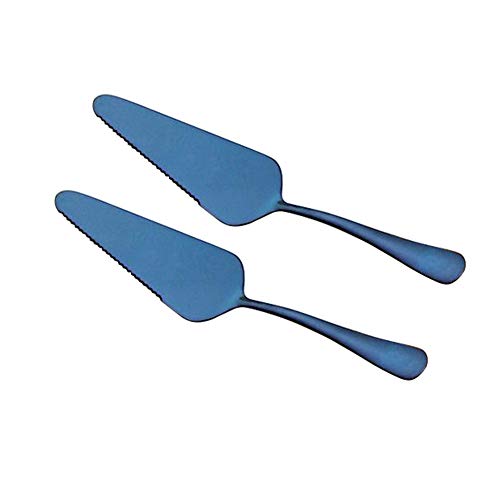 2 pack 304 Stainless Steel Cake Spatula,Pizza Cheese Knife,Butter Scraper,perfect Baking Tools (Blue) - color: Blue