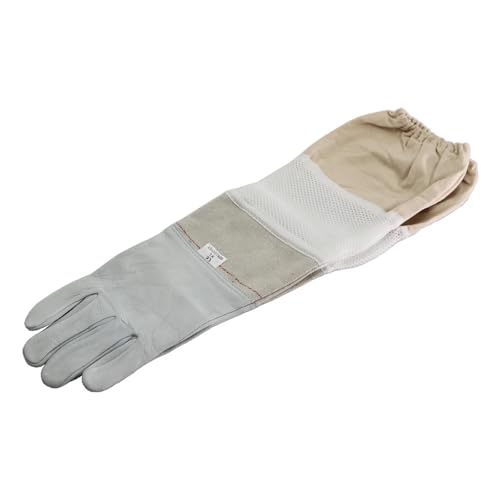 Beekeeping Gloves 2 Pairs Beekeeping Gloves Protective Long Sleeves Ventilated Breathable White Mesh Sheepskin and Cloth for Apiculture Beekeeper Glove for Beekeepers Protected Supplies(Large) - size: Large