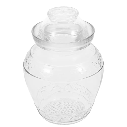 Sealed Glass Pickle Jar Large Capacity 3-jin Food Storage Canister Thickened Water-tight Fermentation Crock for Household Kimchi and Sauerkraut Preservation