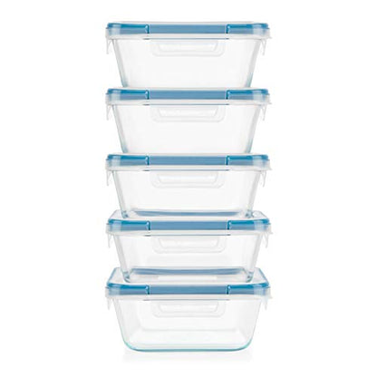 Snapware Total Solutions (10-Pack, 4 Cup) Glass Food Storage Containers Set, Airtight & Leakproof Locking BPA-Free Lids, Freezer Dishwasher Microwave Safe - size: 10 PIECE (Pack of 2), style: 4 Cup