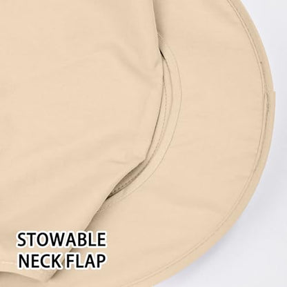 Sun Hats for Men Women Fishing Hat UPF 50+ Breathable Wide Brim Bucket Hats Summer UV Protection Safari Hat with Neck Flap - color: Beige (With Face Cover)