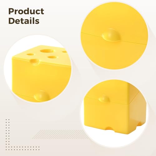 2 Pcs Cheese Storage Box, 650 Ml Plastic Container with Lid, Ideal for Fridge, Yellow