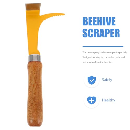 Beekeeper Beehive Cleaning Tool with Wooden Handle and Stainless Steel Scraper, Lightweight Hive Cleaning Scraper to Work Efficiency for Professional Beekeepers Random Color
