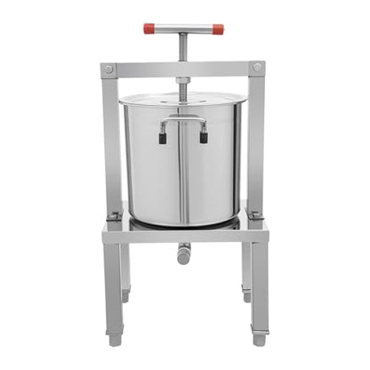 Manual Juicer, Stainless Steel Manual Juicer Beeswax Press with Strainer and T-shaped Handle, Height Adjustable:9.84"-11.81", Hand Juicer Press for Lemon Vegetable Honey Silver Load 448OZ