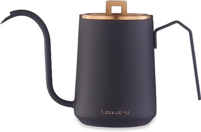 Easyworkz Gooseneck Pour Over Coffee Kettle 20 oz Stainless Steel Hand Drip Coffee Pot With Long Narrow Spout, Rose Gold Black - color: Rose Gold Black