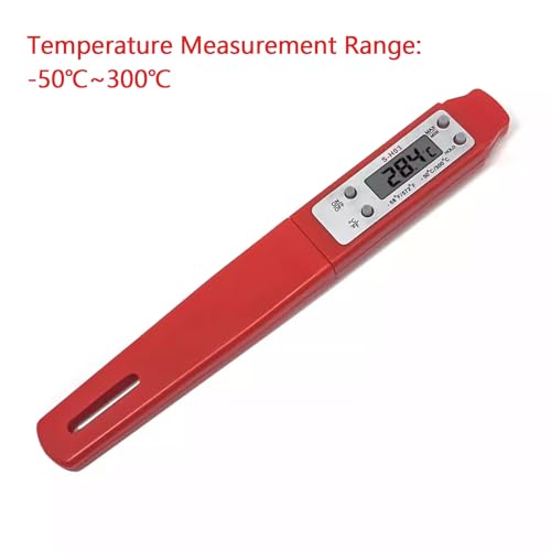 Meat Thermometer - Digital Food Thermometer for Cooking Kitchen - Automatic Calibration Pen Style Electronic Pocket Thermometer for Water Temperature, Barbecue (Red) - color: Red