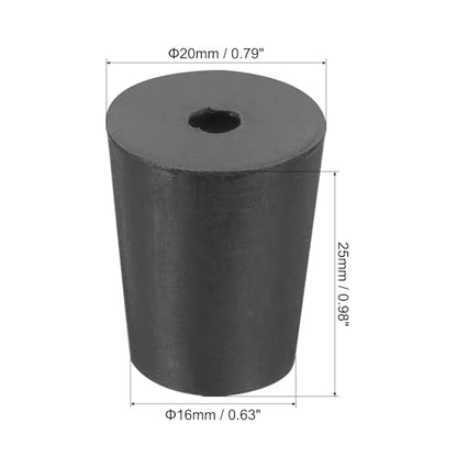 MECCANIXITY Rubber Tapered Plug 16mm to 20mm Solid Test Tubes Bungs Stopper with Hole Black for Lab Home 16 Pieces - size: 16mm-20mm