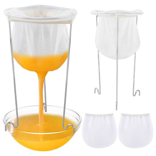Jelly Strainer Stand with 3 Reusable Strainer Bags, Stable Stainless Steel Sieve Stand Reusable Food Jelly Filter Bags for Straining Juice Yogurt Cheese Broth Nut Milk