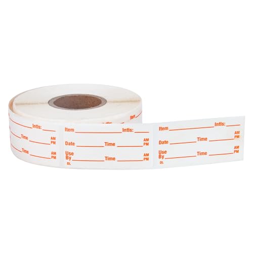 L LIKED 500 Stickers Use by 1 x 2 Inch Dissolvable Food Storage Labels for Containers Prep roll of 500 (Red) - color: Red