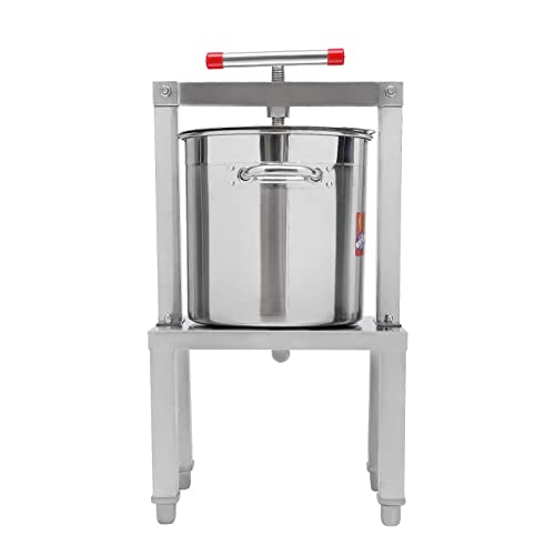 Fruit Wine Press 3.5Gallon/13.25L Manual Juice Maker Stainless Steel Fruit and Wine Press Nature Juice Making Press Machine with T-Handle for Cider Apple Grape Tincture Vegetables Honey Cheese - size: 13.25L/3.5Gallon-Silver