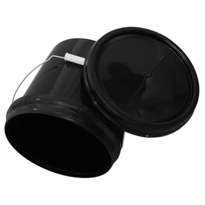 5l Sealed Plastic Bucket with Handle and Lid, Thickened Black Food-Grade Pail for Household Cleaning, Water Storage, and Small Mop Use