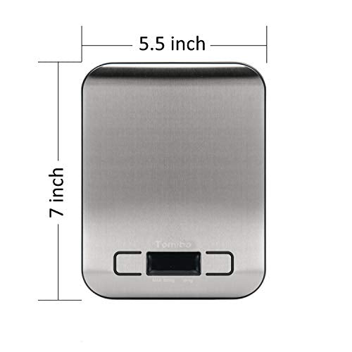 Digital Kitchen Food Scale 11 lb Grams and Ounces Small Stainless Steel Backlit Silver Batteries Included
