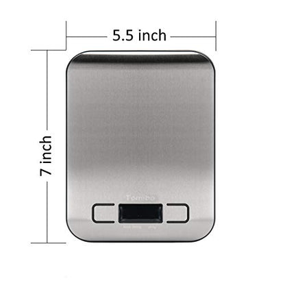 Digital Kitchen Food Scale 11 lb Grams and Ounces Small Stainless Steel Backlit Silver Batteries Included