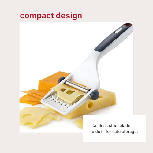 Zyliss Dial & Slice Cheese Slicer - Adjustable, Handheld Cheese Slicer with Stainless Steel Edge and Ergonomic Handle White