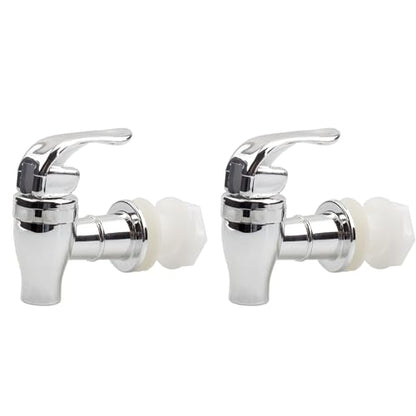 Cornucopia Brands Push Style Spigots for Beverage Dispenser Carafes (2-Pack), Replacement Lever Pour Spouts, Chrome Design Lock Open Style