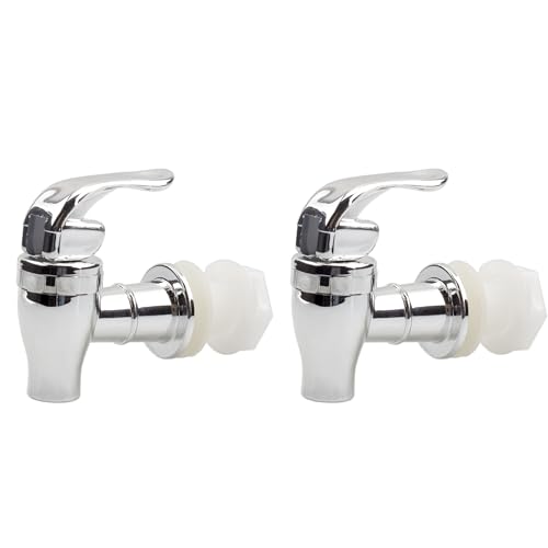Cornucopia Brands Push Style Spigots for Beverage Dispenser Carafes (2-Pack), Replacement Lever Pour Spouts, Chrome Design Lock Open Style