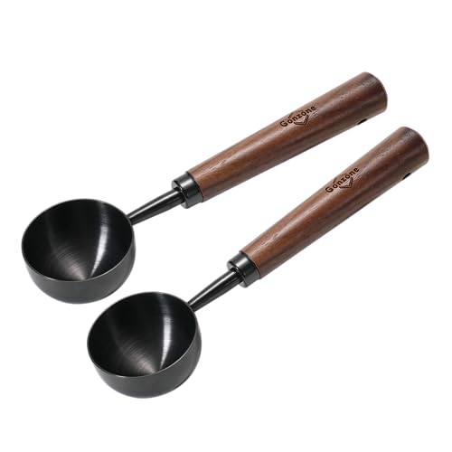 Vintage Coffee Measuring Spoon - 304 Stainless Steel, Coffee Scoop，10g Capacity, Walnut Handle - Perfect for Coffee, Tea, and More (Gunmetal (2 pcs)) - color: Gunmetal (2 pcs)