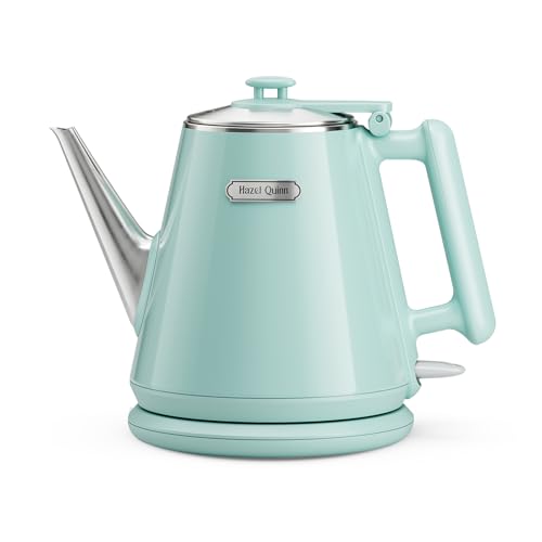 Hazel Quinn Electric Kettle - 1L/34oz Small Tea Kettle, 800W Fast Boil, All 304 Stainless Steel Interior, Double Wall for Cool Touch and Thermal, Auto Shut-Off, BPA-Free, Cordless - Mint Green - color: Mint Green