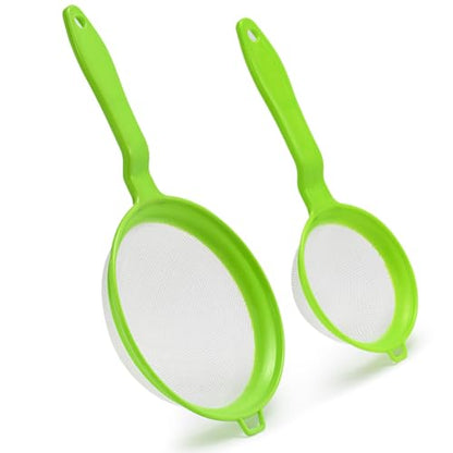 Luckyiren Kefir Strainer Set, 2-Size Plastic Non-Metal Sieve with Fine Mesh for Kefir Grains, Milk Kefir, Water Kefir & Kombucha - Durable, Food Grade & Easy Clean, Green - color: Green