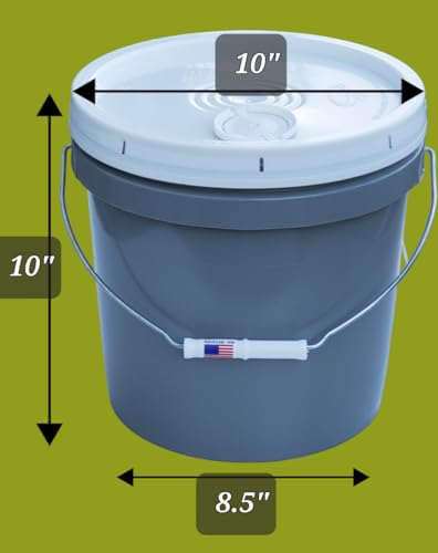 2 Gallon Bucket with Lid & Handle Pour Spout Leak Proof Food Grade HDPE Pail Storage Container Gamma Seal Air Tight Premium Quality BPA Free Buckets All Purposes Dry & Liquid Contents FDA Compliance - color: Gray