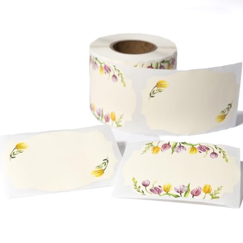 MONEST Waterproof Label Stickers for Jars and Lids, Pantry, Mason Jar, Canning, Spice, Bottle Labels (Yellow Tulip 2"x3") - style: Yellow Tulip 2"x3"