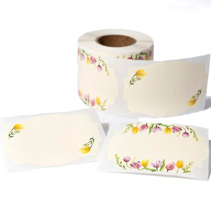 MONEST Waterproof Label Stickers for Jars and Lids, Pantry, Mason Jar, Canning, Spice, Bottle Labels (Yellow Tulip 2"x3") - style: Yellow Tulip 2"x3"