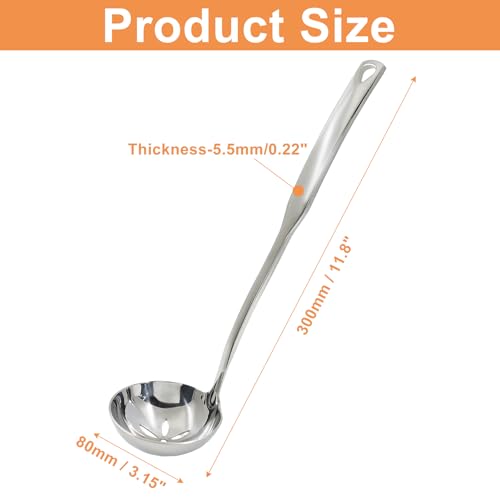 1Pcs 11.8 Inch Stainless Steel Soup Ladle, Stainless Steel Heavy Ladle with Pour Spout for Cooking/Serving Canning(Style-3) - size: Style-3