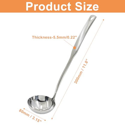 1Pcs 11.8 Inch Stainless Steel Soup Ladle, Stainless Steel Heavy Ladle with Pour Spout for Cooking/Serving Canning(Style-3) - size: Style-3