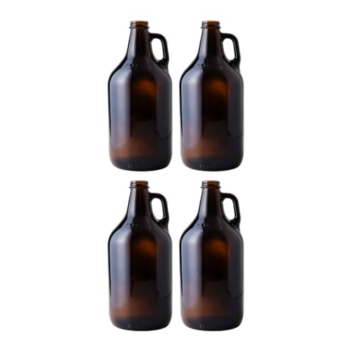 True Fabrications 1/2 Gallon Brown Beer Growler with poly seal caps, Reusable, Has Uv Protection (Pack of 4) - size: 4 Pack