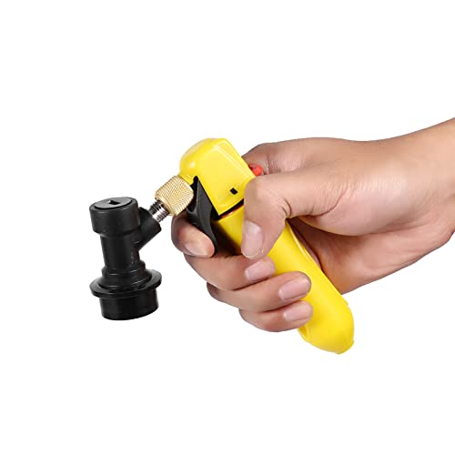 Keg Charger, Portable Keg Charger Co2 Injector Cornelius Corny Keg Charger Draft Beer Dispenser and Balls Lock for Homebrew Soda Valve (Yellow) - color: Yellow